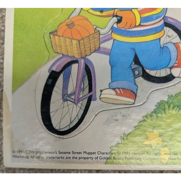 Vintage Sesame Street Fall Themed Frame Puzzle Merrigold Press Big Bird 1991 - Picture 4 of 6